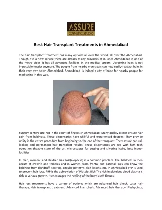 Best Hair Transplant Treatments in Ahmedabad