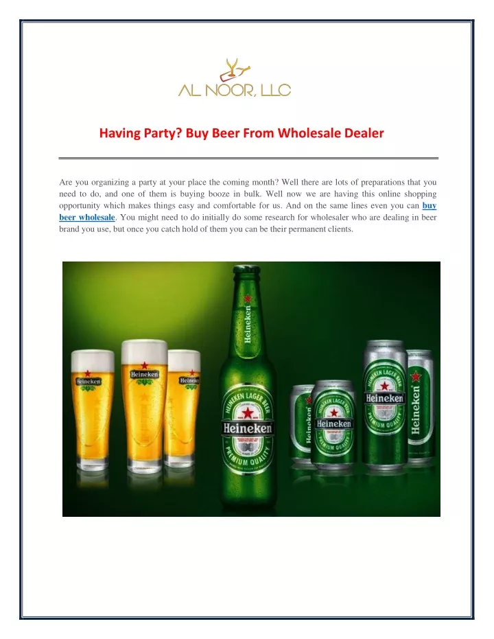 having party buy beer from wholesale dealer