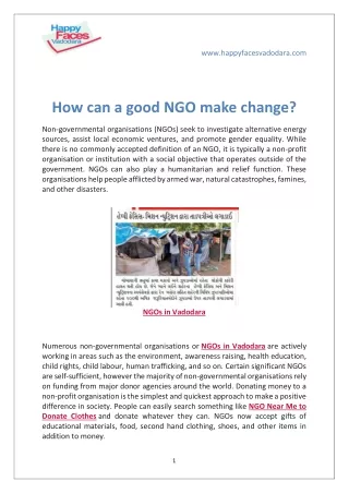 How can a good NGO make change?