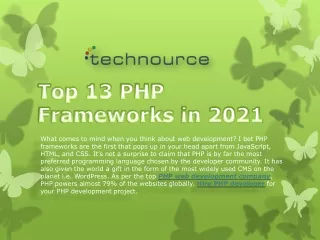 13 PHP Frameworks for web development in 2021