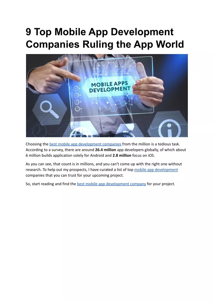 9 top mobile app development companies ruling