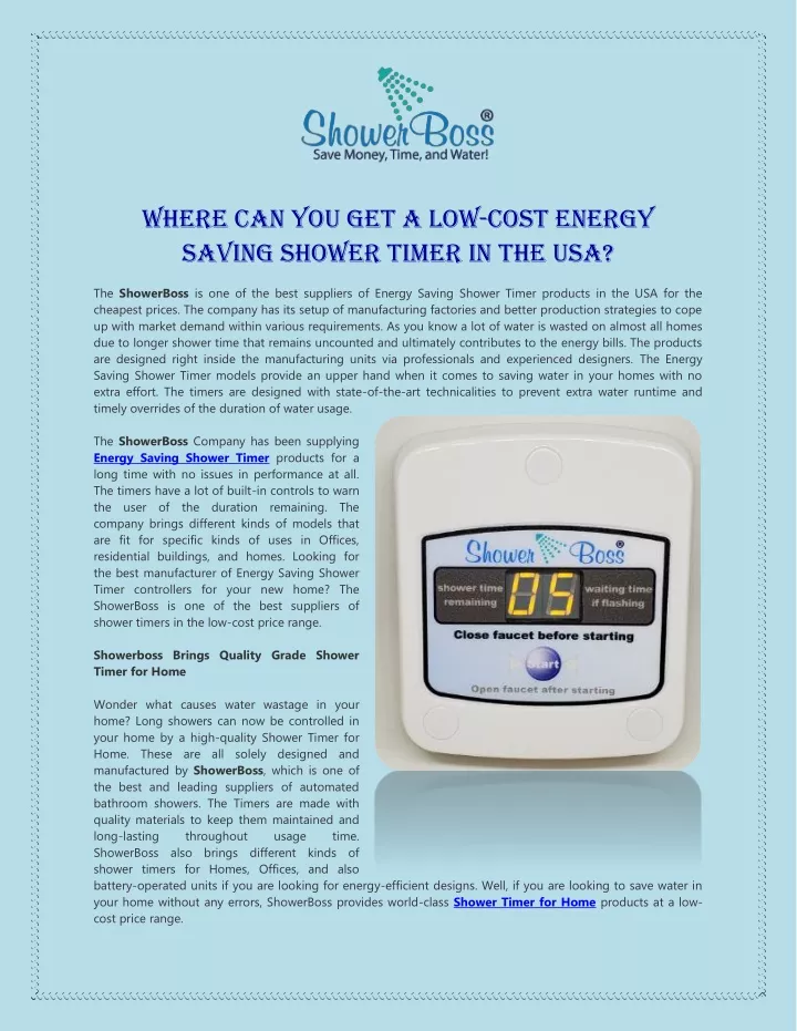 where can you get a low cost energy saving shower