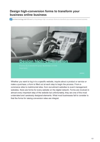 DESIGN HIGH-CONVERSION FORMS TO TRANSFORM YOUR BUSINESS ONLINE BUSINESS