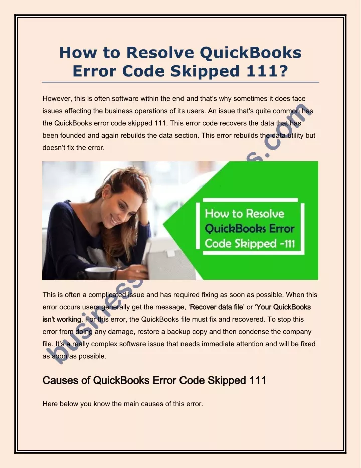 how to resolve quickbooks error code skipped 111