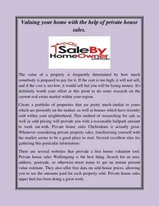 valuing your home with the help of private house