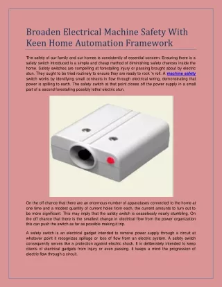 Broaden Electrical Machine Safety With Keen Home Automation Framework