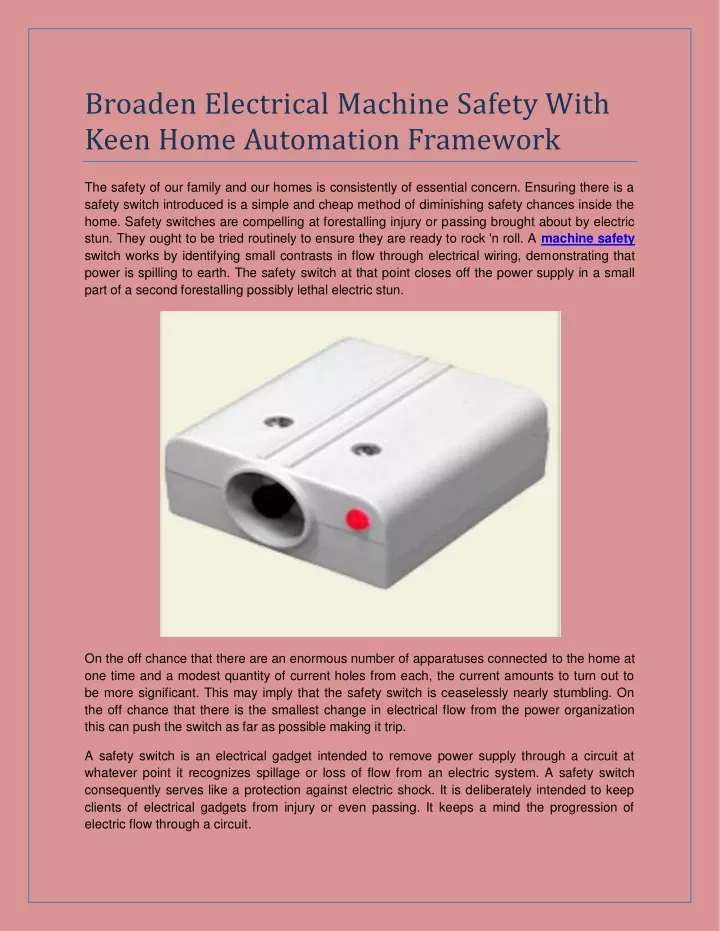 broaden electrical machine safety with keen home