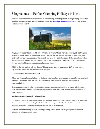 Perfect Glamping Holidays in Kent