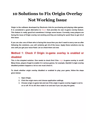 10 solutions to fix origin overlay not working