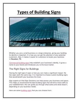 types of building signs