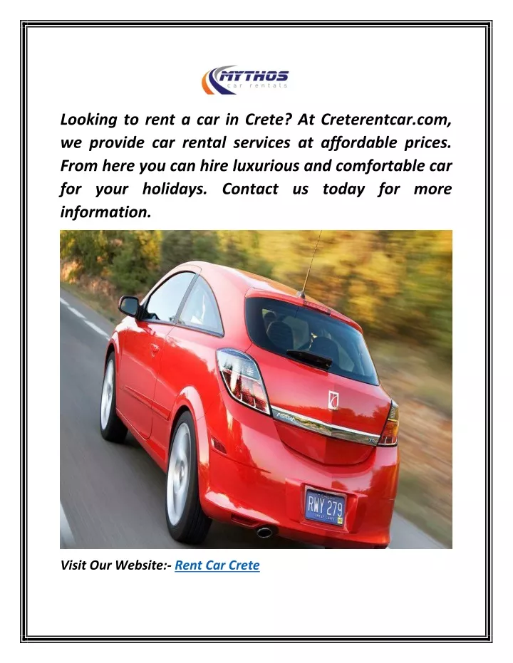 looking to rent a car in crete at creterentcar