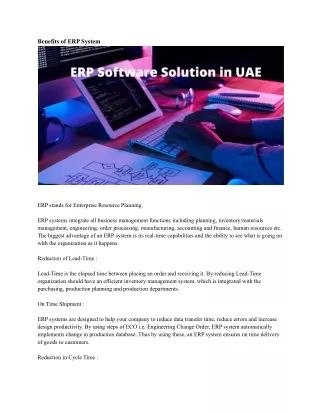 benefits of erp system
