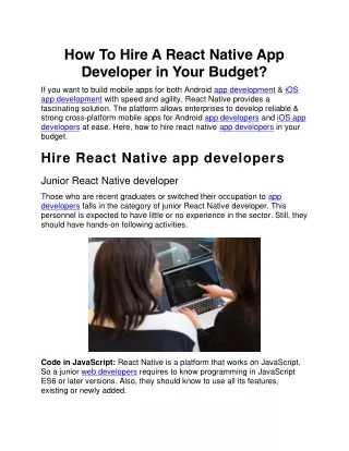 how to hire a react native app developer in your