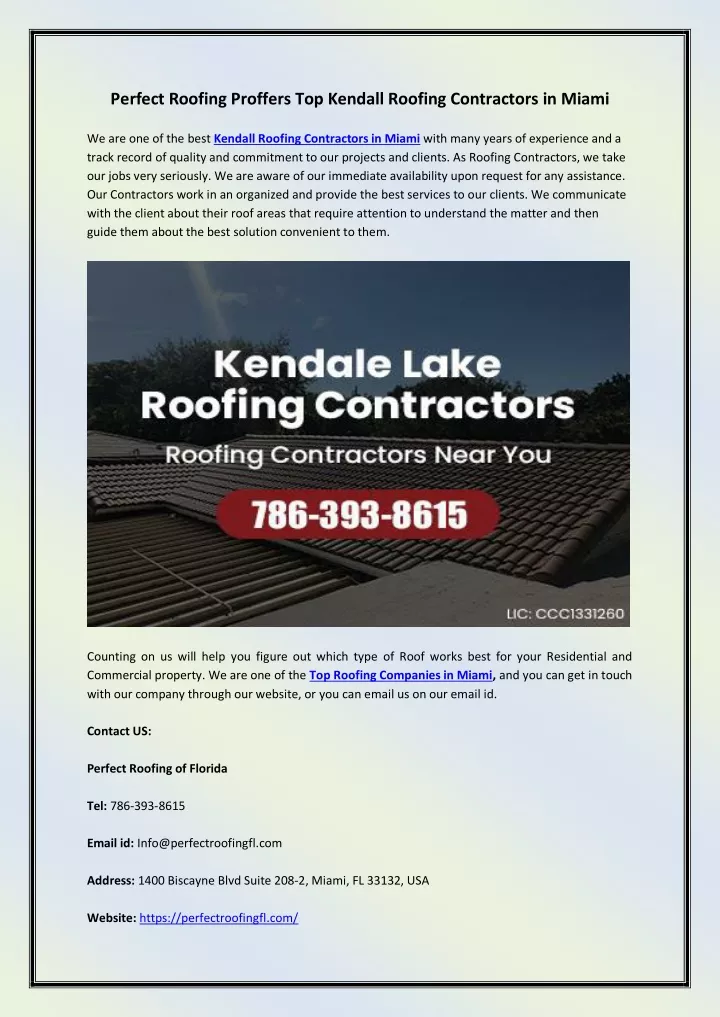 perfect roofing proffers top kendall roofing