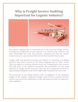 Why is Freight Invoice Auditing Important for Logistic Industry?