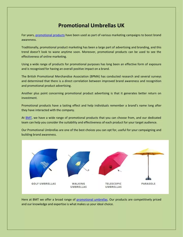 promotional umbrellas uk