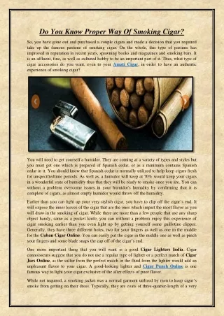 Do You Know Proper Way Of Smoking Cigar