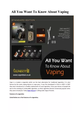 All You Want To Know About Vaping