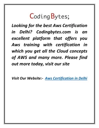 Aws Certification in Delhi |Codingbytes.com