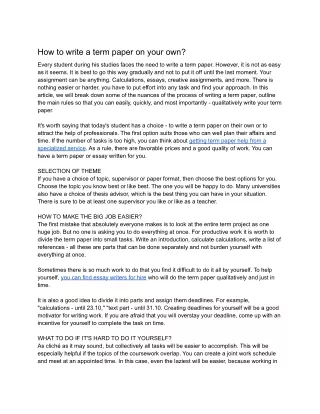 how to write a term paper on your own