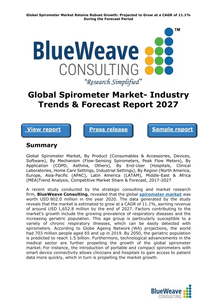 global spirometer market retains robust growth