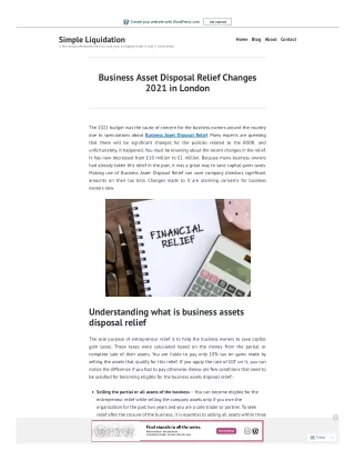 Business Asset Disposal Relief Changes 2021 in London