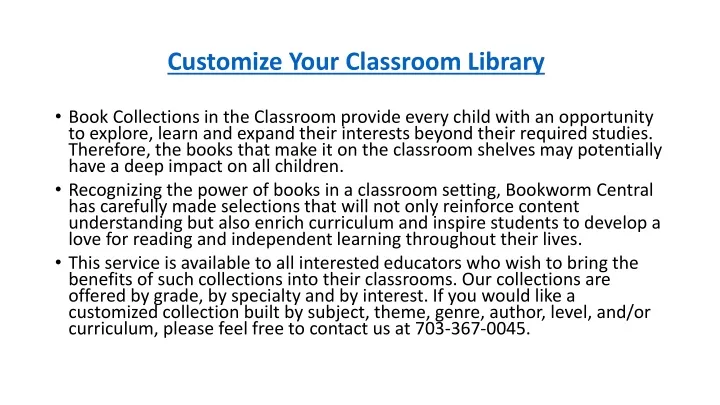 customize your classroom library