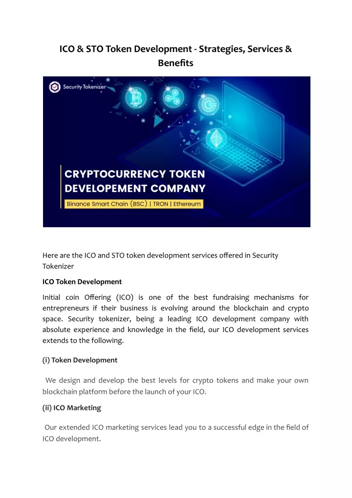 ico sto token development strategies services