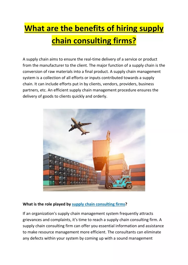 what are the benefits of hiring supply chain