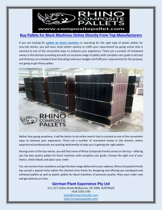 buy pallets for block machines online directly