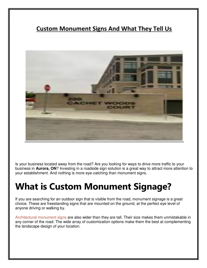custom monument signs and what they tell us