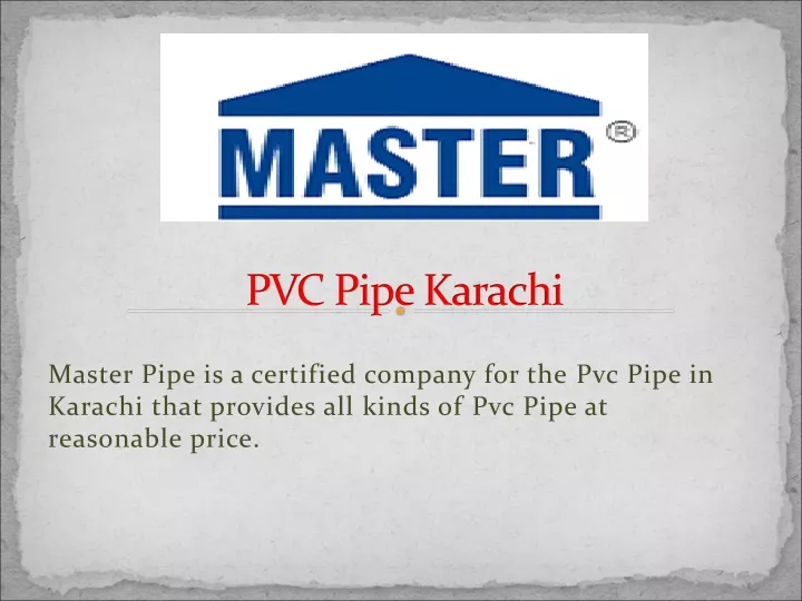 pvc pipe karachi