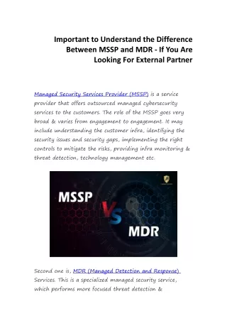 Important to Understand the Difference Between MSSP and MDR