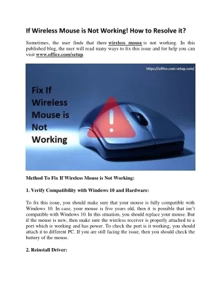 if wireless mouse is not working how to resolve it