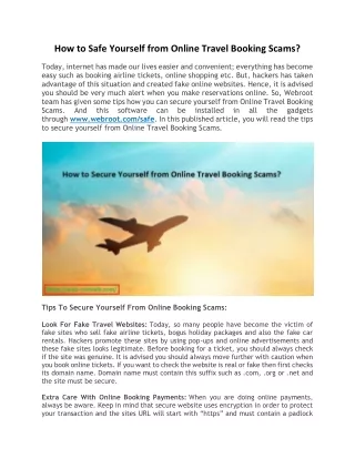 how to safe yourself from online travel booking