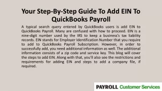 your step by step guide to add ein to quickbooks payroll