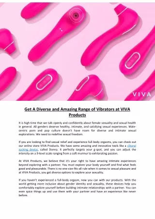 Get A Diverse and Amazing Range of Vibrators at VIVA Products