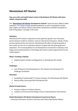 montelukast api market