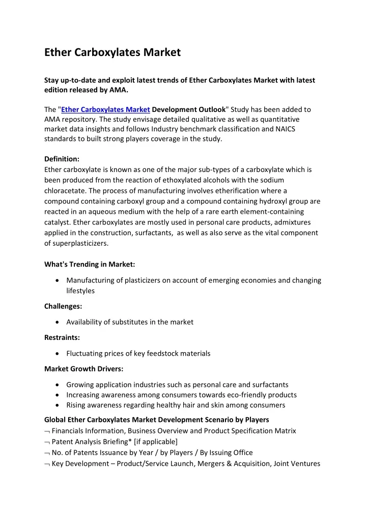 ether carboxylates market