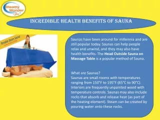Incredible Health Benefits of Sauna