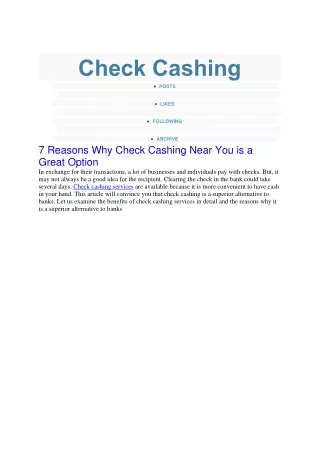 check cashing posts