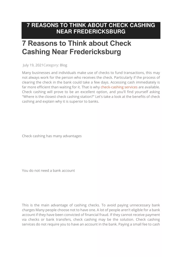 7 reasons to think about check cashing near