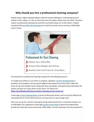 Why should you hire a professional cleaning company?