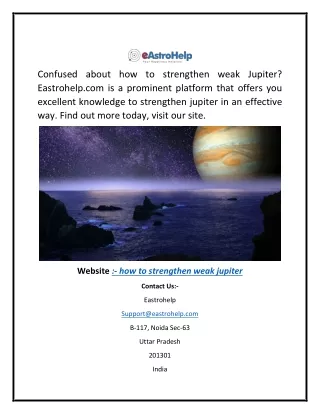 confused about how to strengthen weak jupiter