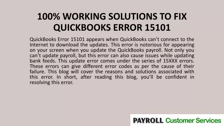 100 working solutions to fix quickbooks error 15101