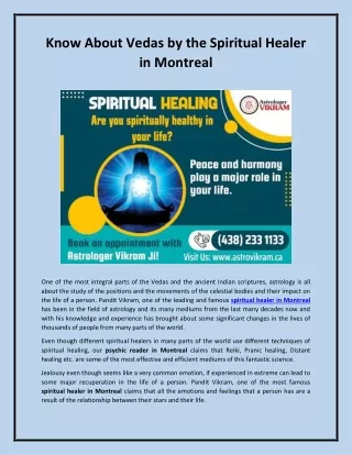 Know About Vedas by the Spiritual Healer in Montreal