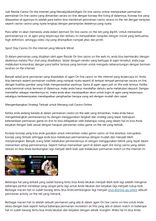 Judi Dwell On line On line casino Online yang Menakjubkan