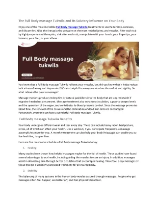 Full Body massage tukwila