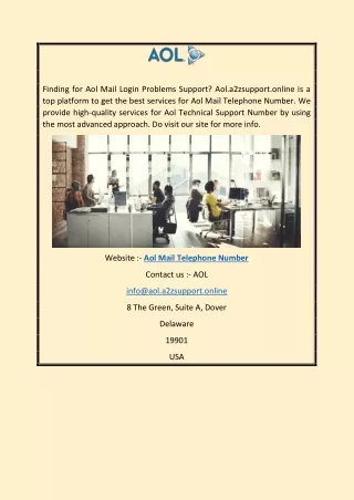 Aol Mail Telephone Number | Aol.a2zsupport.online