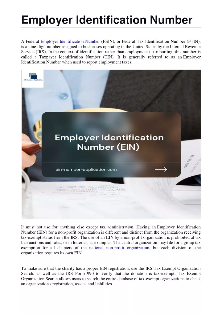 employer identification number